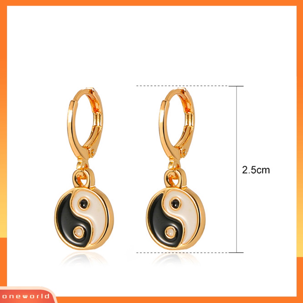 [WOD] 1pasang Anting Tetes Tindik Romantis Tradisional Warna-Warni Tai Chi Yin Yang Anting Hoop Perhiasan Pesta