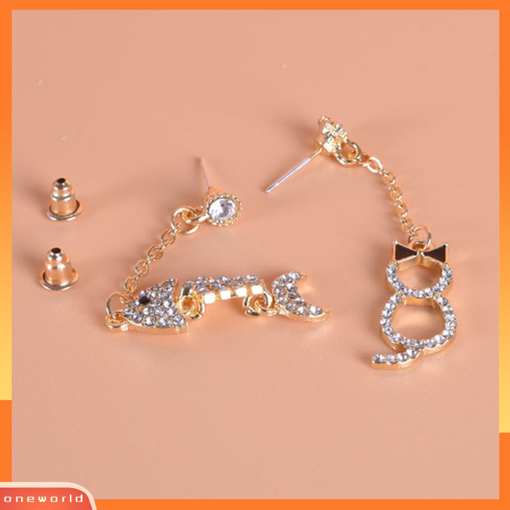 [WOD] Wanita Fashion Kucing Ikan Tulang Bentuk Panjang Menjuntai Telinga Studs Earrings Perhiasan Pesta