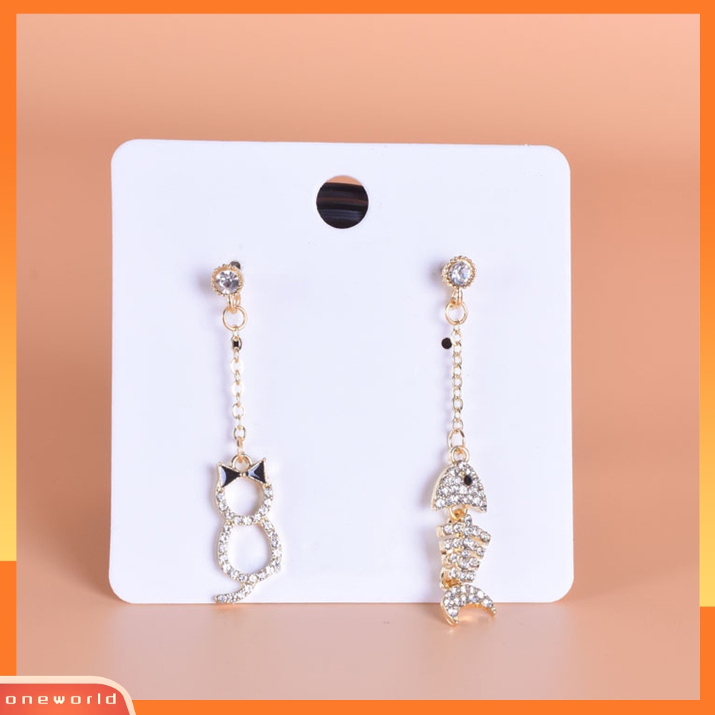 [WOD] Wanita Fashion Kucing Ikan Tulang Bentuk Panjang Menjuntai Telinga Studs Earrings Perhiasan Pesta