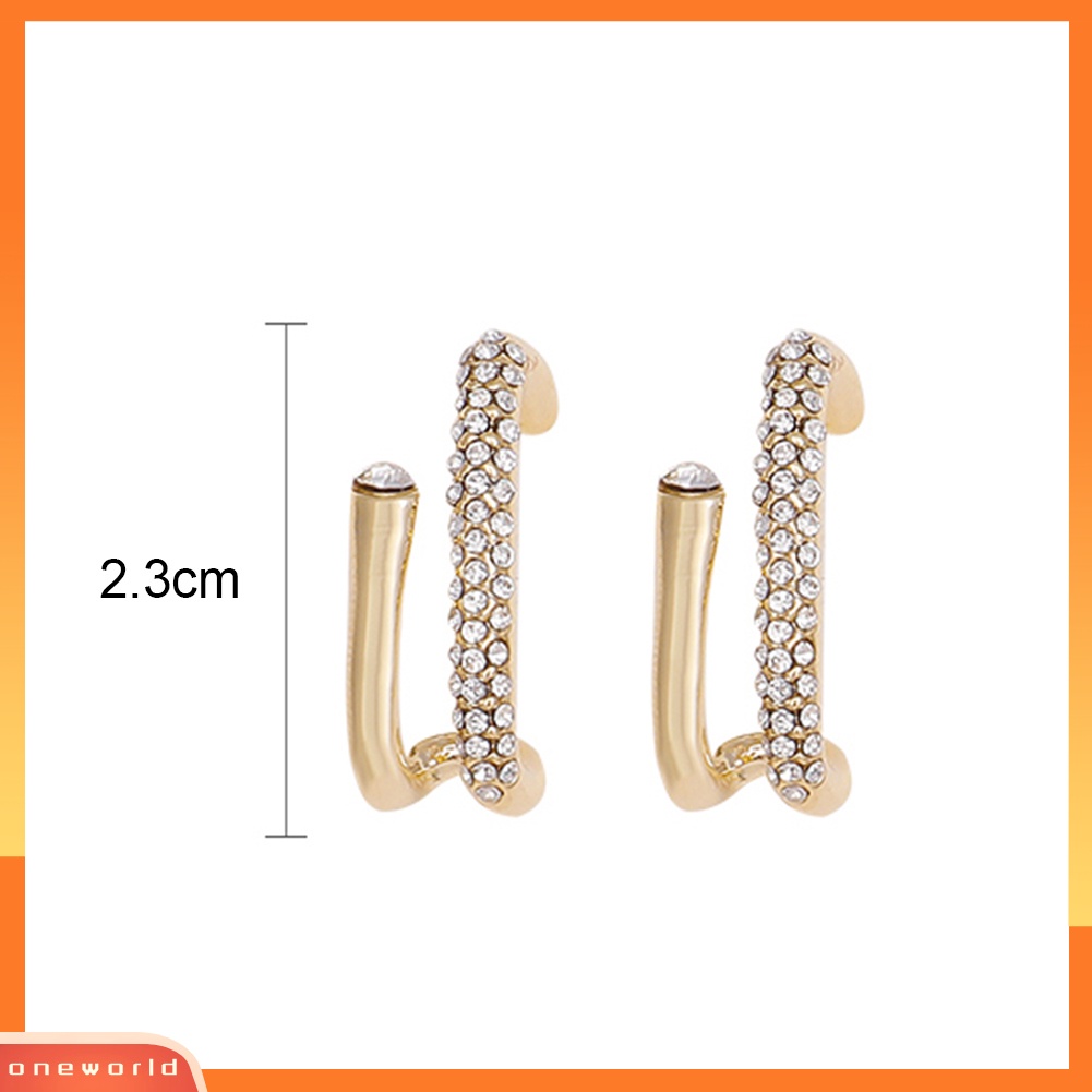 [WOD] Wanita Gaya Sederhana Berlian Imitasi Bentuk U Ear Stud Earrings Aksesoris Perhiasan