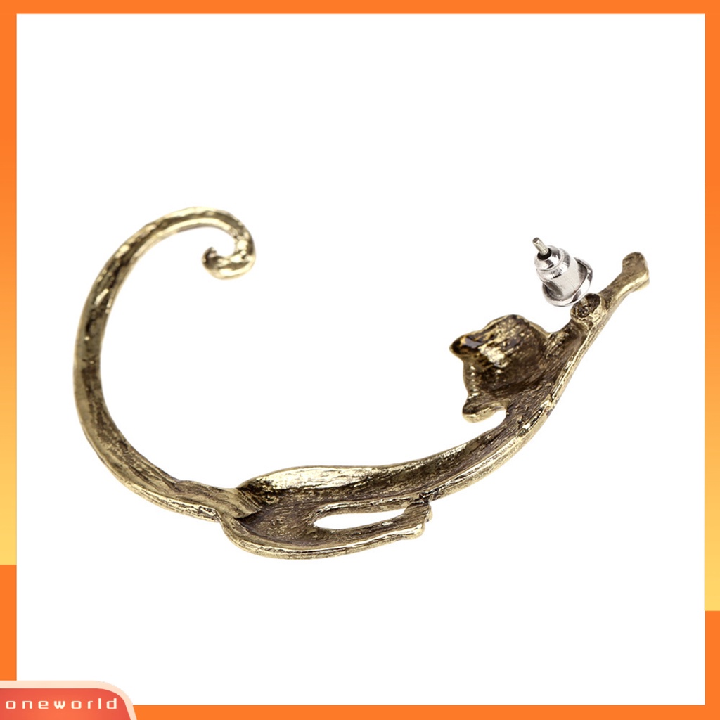 [WOD] Vintage Enchanting Kitten Ear Hook Earrings Aksesoris Perhiasan Ekor Kucing Stereo