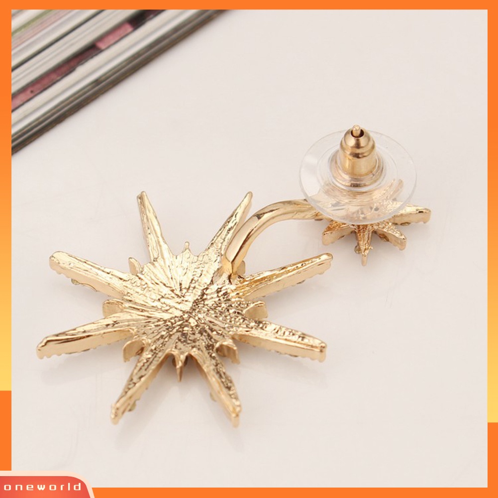 [WOD] 1pc Hexagram Snowflake Pendant Full Berlian Imitasi Bertatahkan Wanita Stud Earrings Hadiah