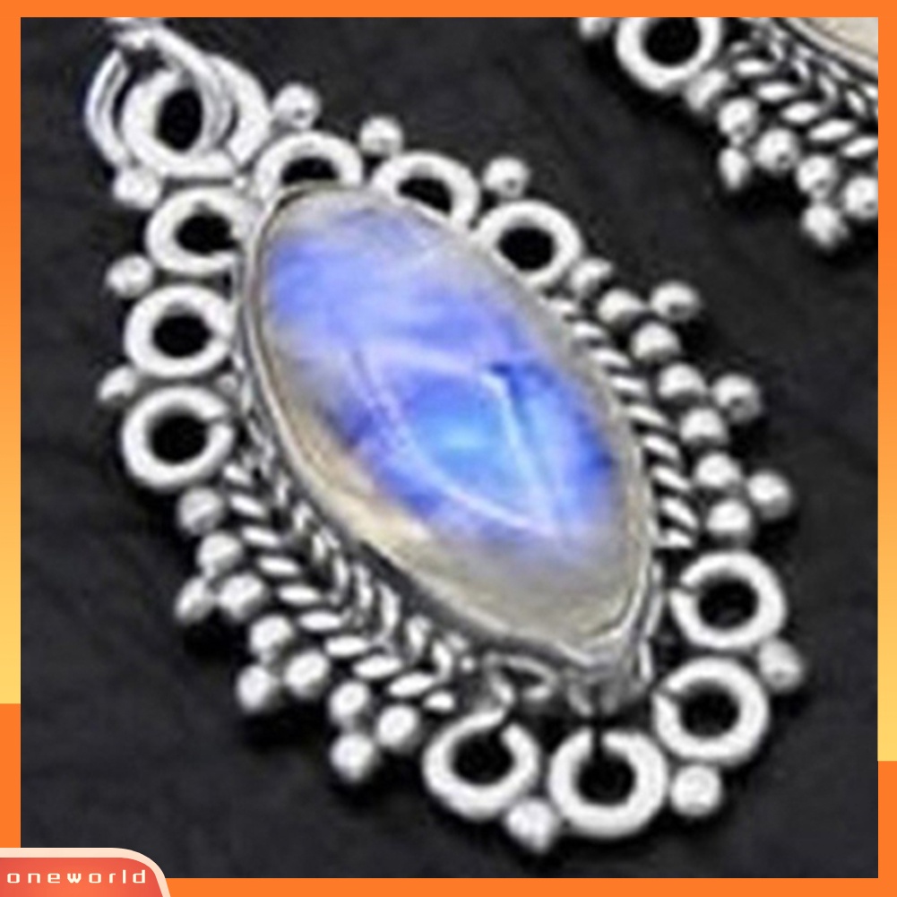 [WOD] Wanita Vintage Faux Moonstone Hias Kait Anting Perjamuan Dekorasi Perhiasan Hadiah