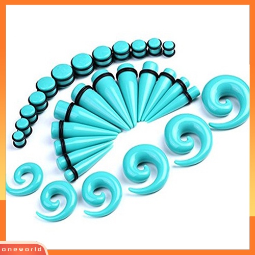 [WOD] 30pcs Spiral Tapers Plug Big Gauges Kit 10-20mm Turquoise Stretching Set