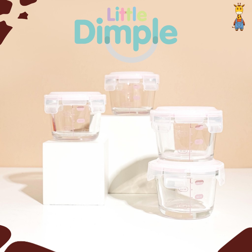 Little Dimple Mini Food Container Round (Pink)