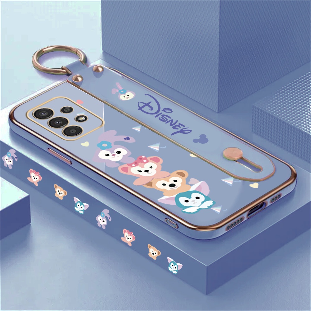 Luxury Case Realme C53 C55 C33 C30 C35 C21Y C25Y C31 Realme10 5i 6i C11 2021 C15 C12 C25 C20 C2 Narzo 50A Fashion Kartun Stellalou Lipat Stand Holder Plating Karet Soft Cover