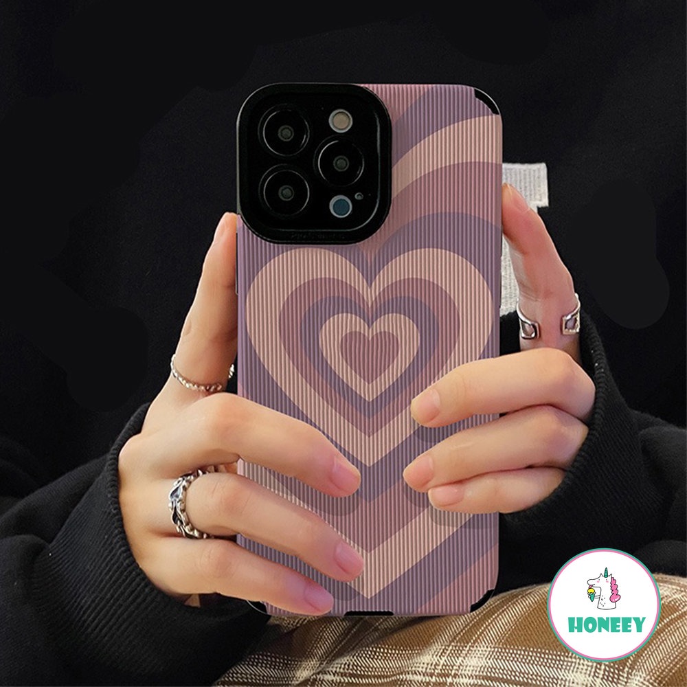 Casing Ponsel Cinta Gradasi Ungu Fashion Untuk iPhone 14 Pro Max13 12 11 Pro Max XR X XS Max 7 8Plus Garis Warna-Warni Penutup Belakang