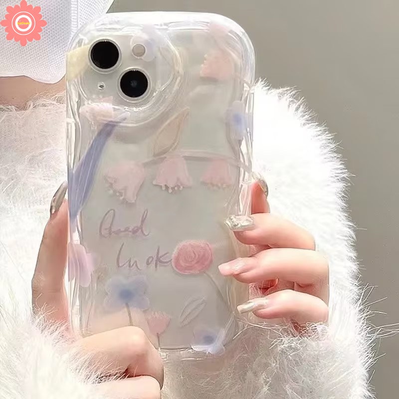 Casing Bunga Tulip Ungu Untuk Redmi 9A 10 10C 10A A1 A2 9 9C NFC 9T POCO M3 Redmi Note 11 11s 10s 12 10 Pro Max Plus 3D Wavy Curved Edge Lembut Transparan Fresh Floral Back Case