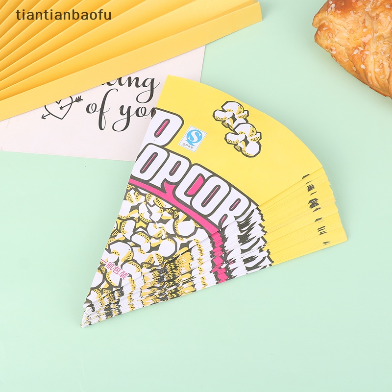 [tiantianbaofu] 50pcs Kantong Popcorn Kertas Berbentuk Kerucut Segitiga Bungkus Popcorn Traktir Kantong Butik