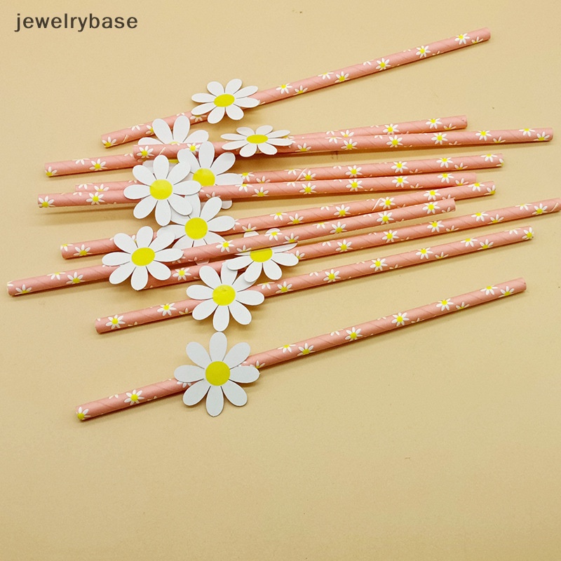 [jewelrybase] 30 Pcs Bunga Daisy Manis Sekali Pakai Sedotan Kertas Bar Minum Sedotan Pesta Butik