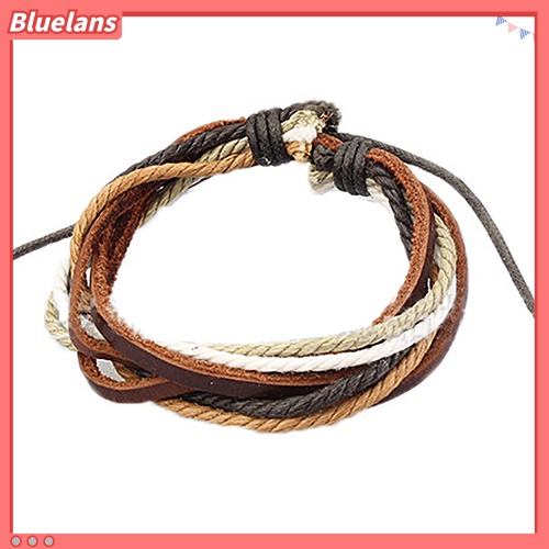 [BLS] Unisex Punk Fashion Perhiasan Pesona Gelang Kulit Imitasi Dikepang Tali Bangle