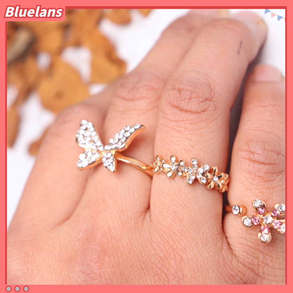 [BLS] Cincin Jari Bentuk Indah Bahan Alloy Tahan Karat Wanita Berkilau Butterfly Ring Perhiasan Pernikahan Untuk Lady