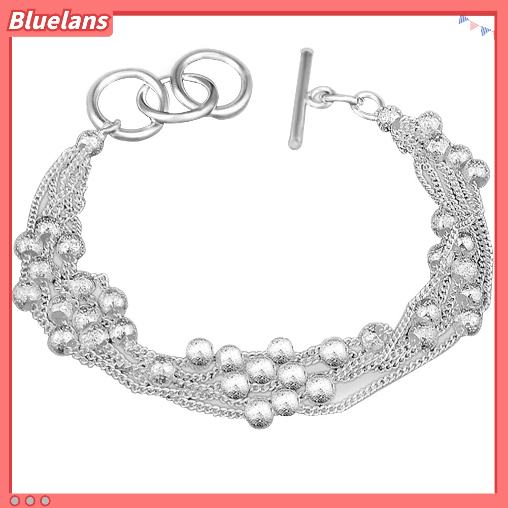 [BLS] Wanita Shiny Faux Pearl Beads Bangle Shimmers Charm Rantai Gelang Perhiasan Hadiah