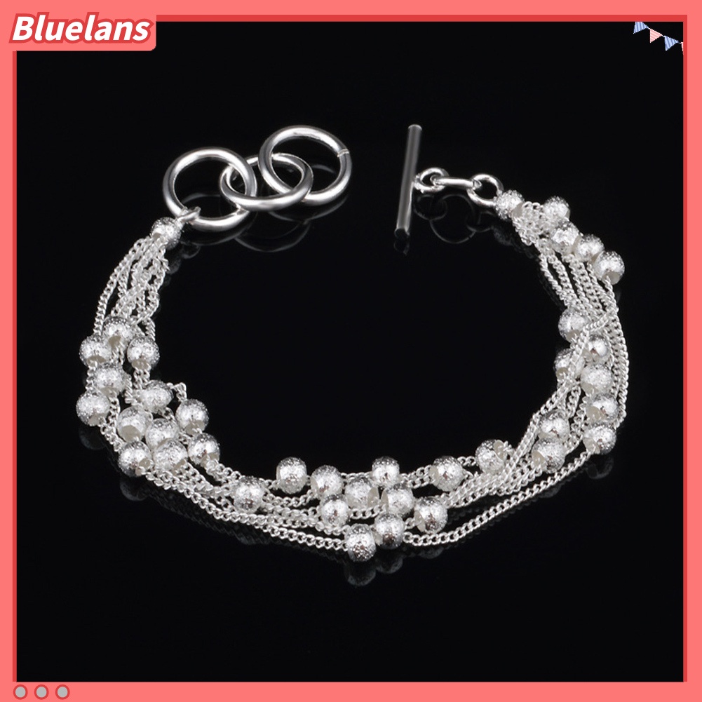 [BLS] Wanita Shiny Faux Pearl Beads Bangle Shimmers Charm Rantai Gelang Perhiasan Hadiah