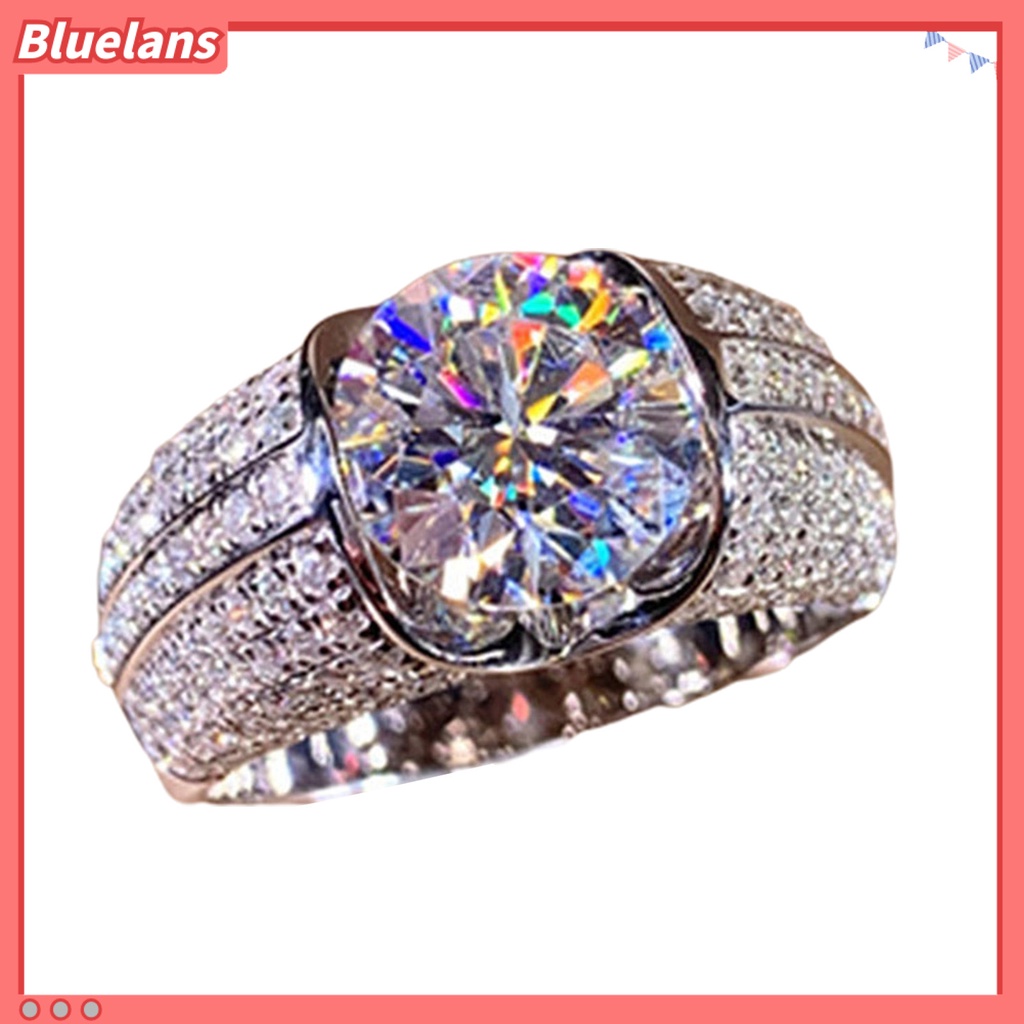 [BLS] Cincin Wanita Temperamen Sederhana Alloy Cubic Zirconia Tertanam Hadiah Ideal Cincin Jari Untuk Pesta