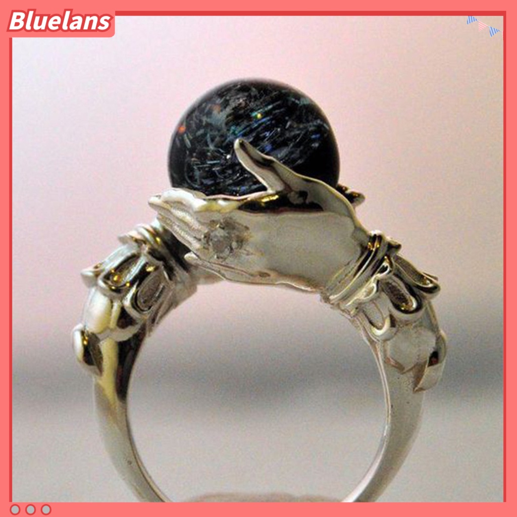 [BLS] Finger Band Gaya Barat Kepribadian Geometris Electroplating Batu Permata Buatan Hias Aksesori Vintage Tangan Memegang Cincin Keberuntungan Untuk Pesta