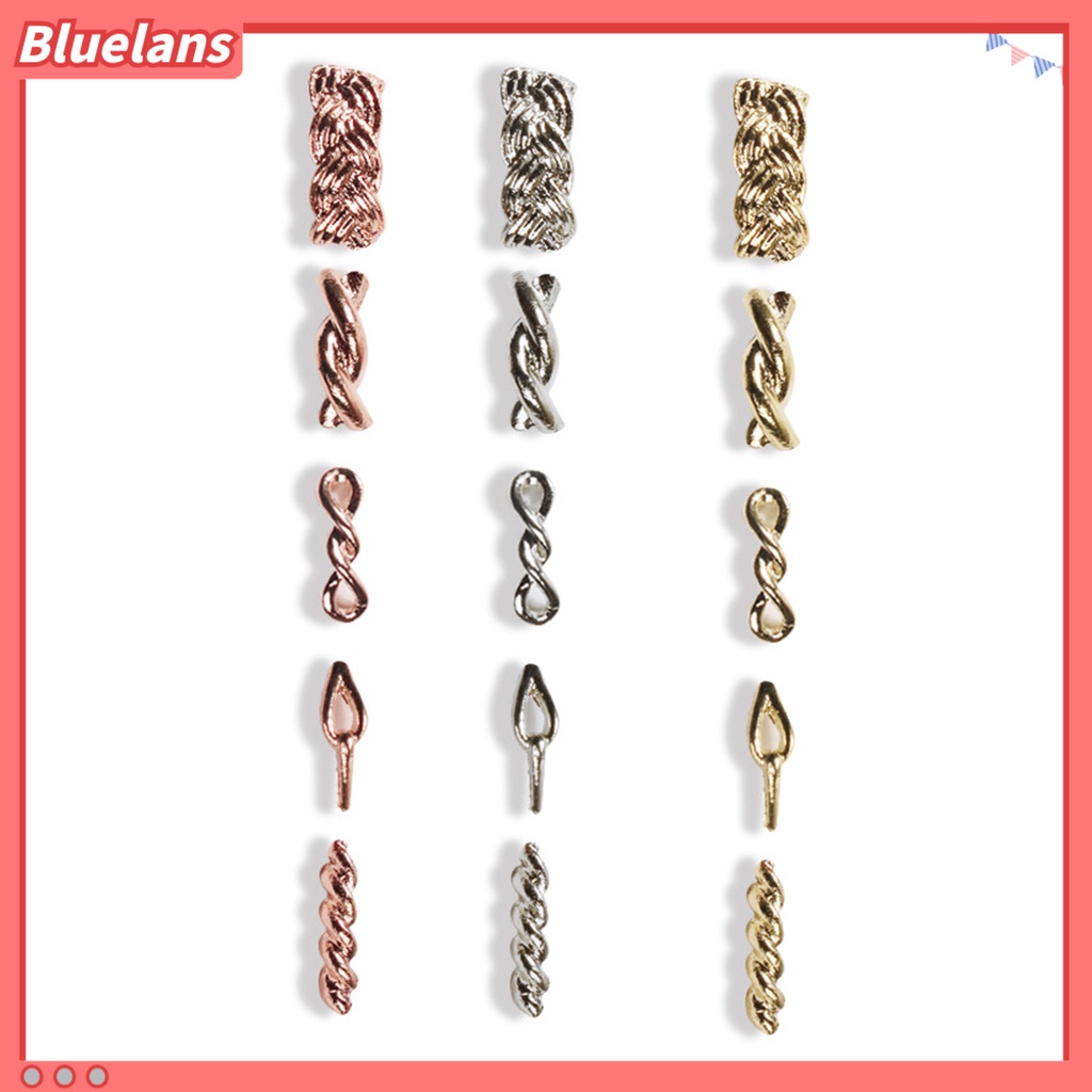 [BLM] 20pcs Nail Art Decor Tiga Dimensi Permukaan Mengkilap Mempesona Efek Visual DIY Tahan Karat Gloss Emas Perak Twist Rantai Hiasan Kuku Salon Kuku Supply