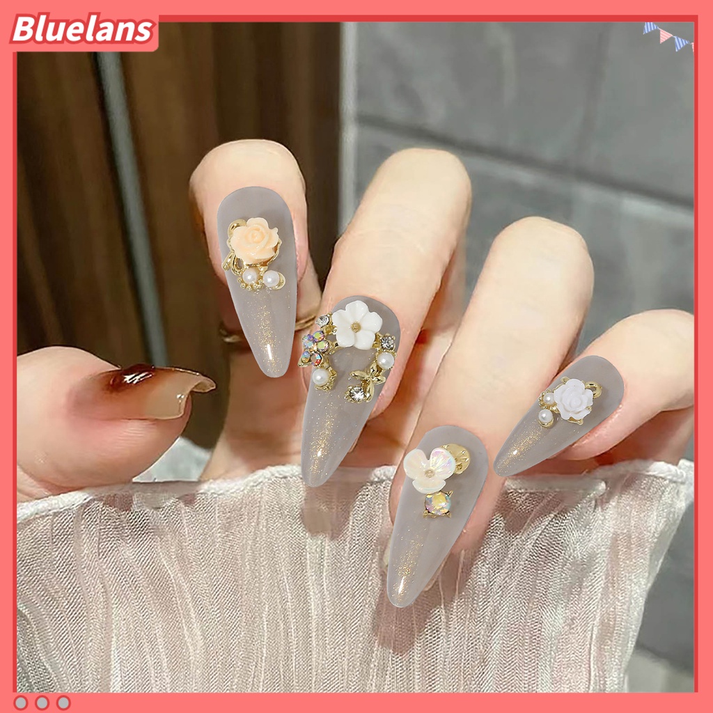[BLM] 10pcs Hiasan Kuku Tiga Dimensi Bersinar Mudah Tempel Gloss DIY Berkilau Camellia Nail Charm Manicure Designs Nail Salon Supply