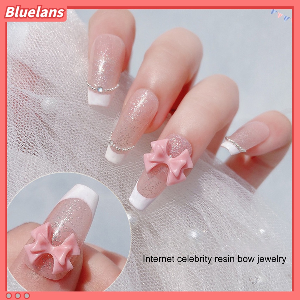 [BLM] 30pcs Dekorasi Kuku Mudah Tempel Busur-Simpul Transparan Indah Efek 3D DIY Nail Art Kawaii Anti-Kerusak Glitter Perhiasan Kuku Aksesoris Kuku