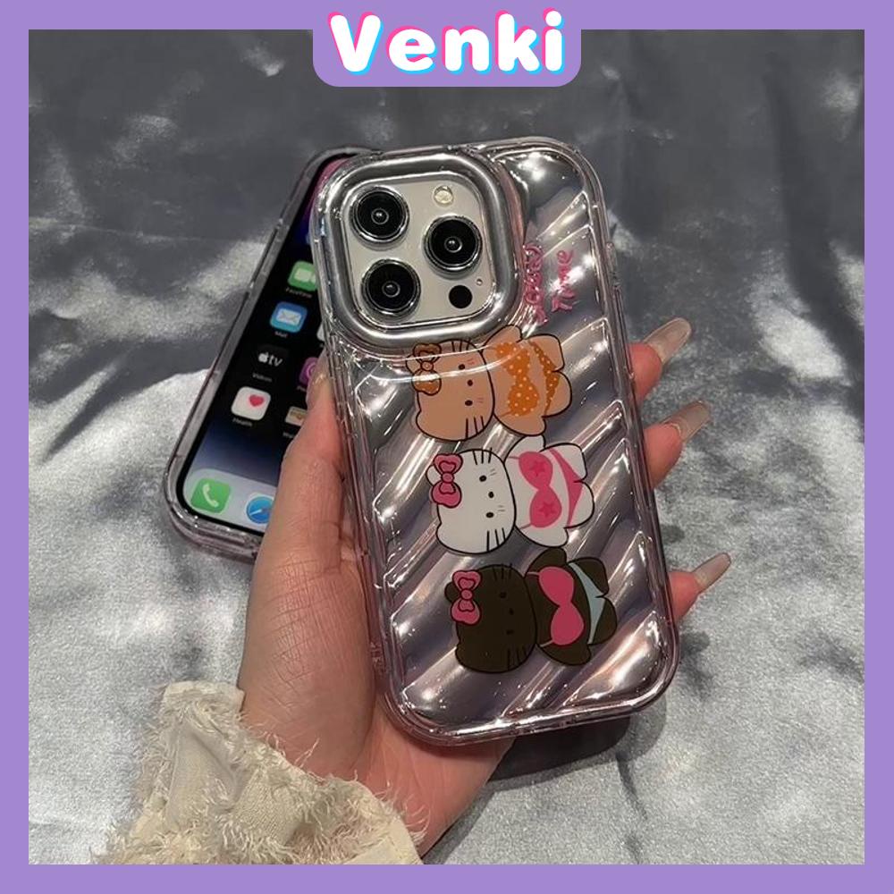 VENKI - Untuk iPhone 11 Laser Reflektif Bening Ponsel Case TPU Lembut Shockproof Airbag Ponsel Case Lucu Kartun Kucing Kompatibel dengan iPhone 14 13 Pro max 12 Pro Max XR XR 7Plus 8Plus