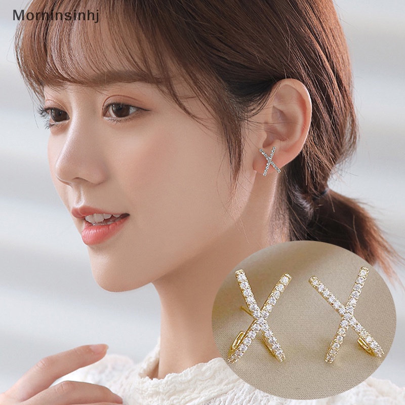 Mornin 1pasang Gaya Sederhana Cahaya X-shaped Earrings Ear Stud Fashion Perhiasan Berlian Imitasi Kreatif Untuk Wanita Gadis Hadiah Ulang Tahun id