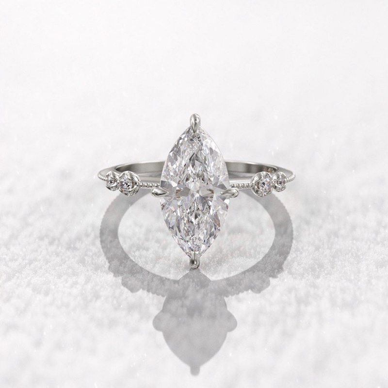 Crystal Marquise Cubic Zirconia Rings Untuk Wanita Fashion Cincin Tipis Pertunangan Pernikahan Aksesoris Pernyataan Perhiasan