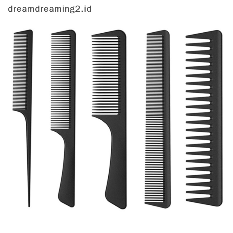 (drea) Sisir Serat Karbon Set Sisir Ekor Rambut Profesional Sisir Salon Cutg //