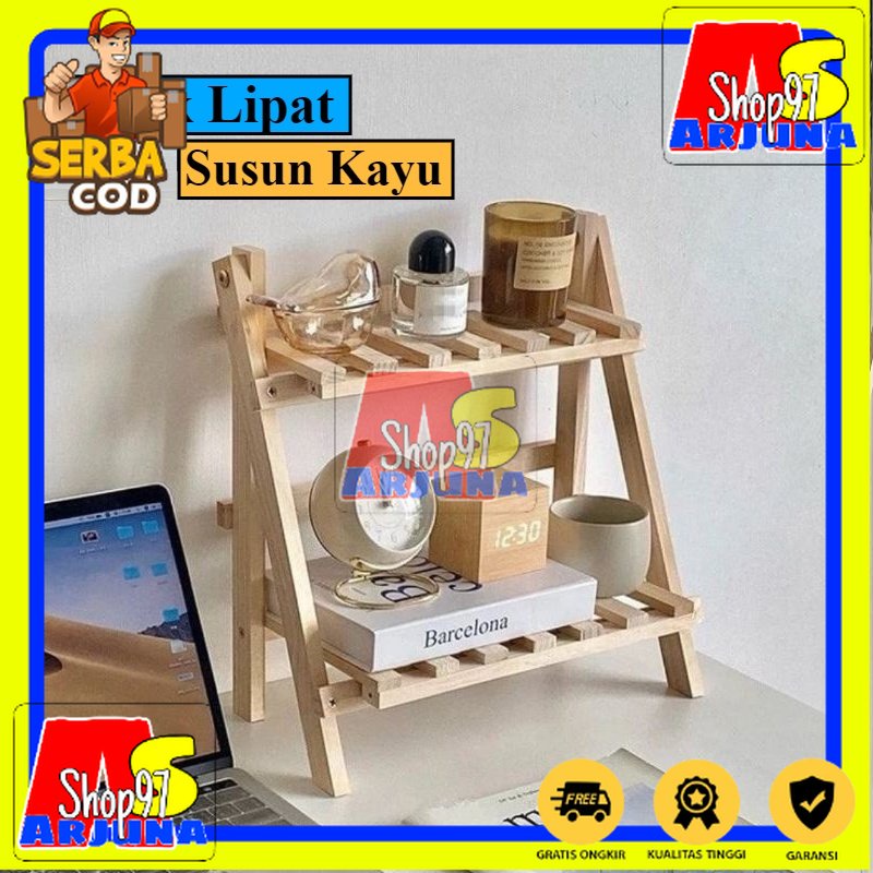 Rak Susun kayu Mini Serbaguna | Rak Meja Rakit Multifungsi