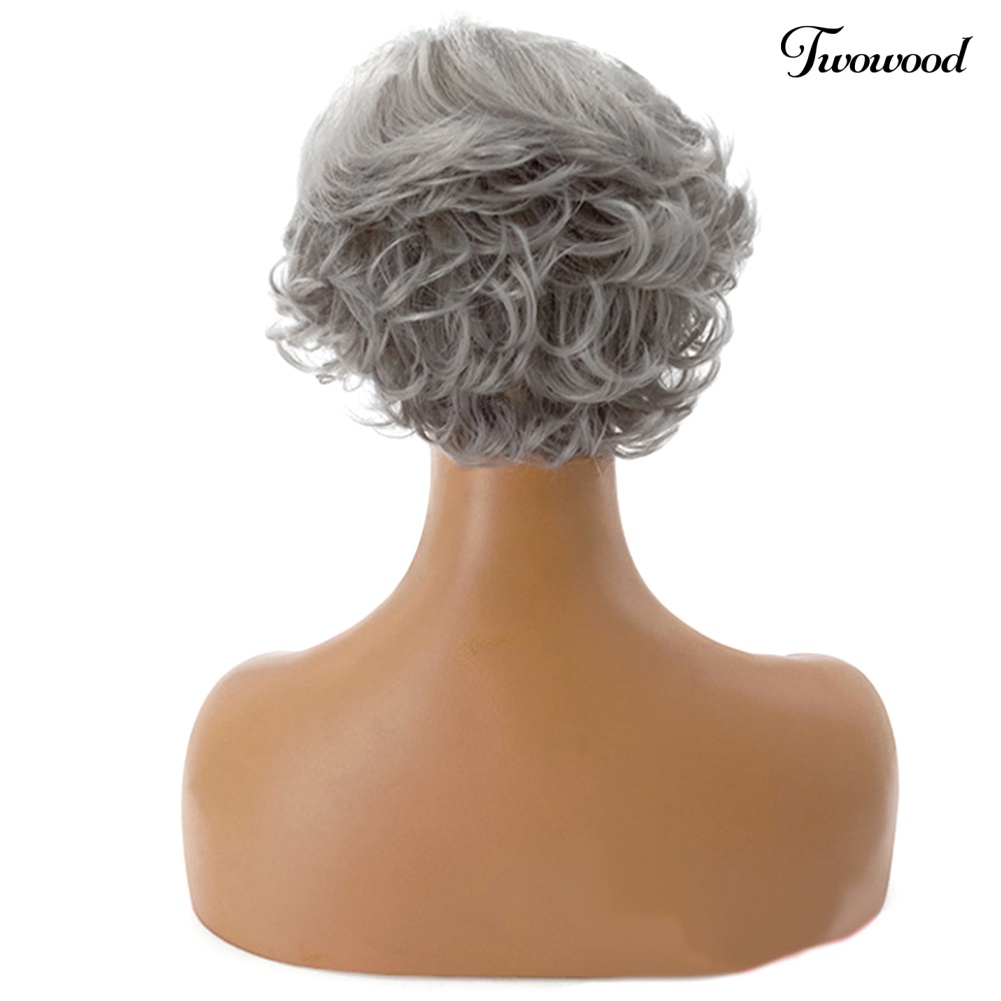 Twowood Fashion Wanita Pendek Keriting Rambut Wig Mawar Net Topi Kepala Pesta Ekstensi Sopak