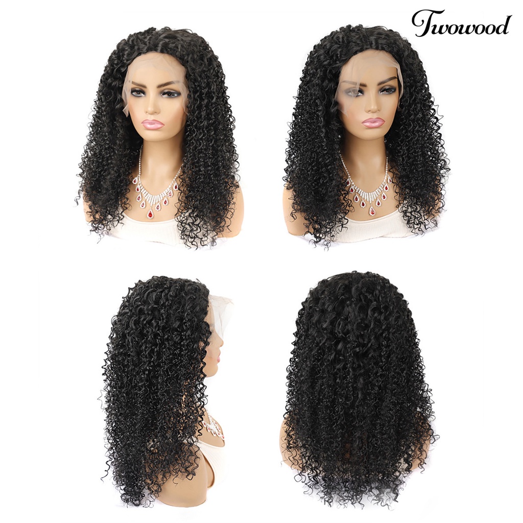 Twowood Curly Wig Berbulu Memperpanjang Rambut Suhu Tinggi Serat Density Frontal Wanita Wig Brasil Untuk Perempuan