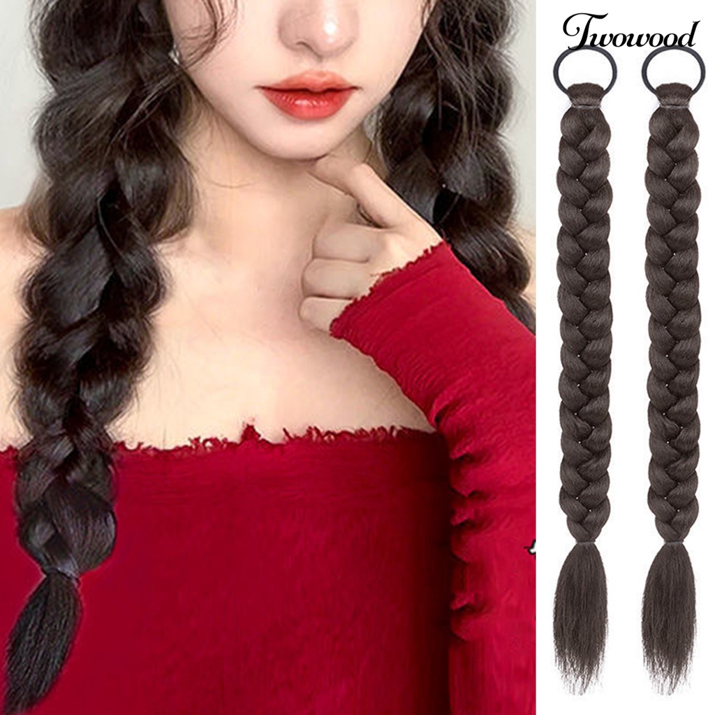 Twowood 1pasang Wig Wanita Mudah Dipakai Nyaman Alami Alat Makeup Suhu Tinggi Sutra Lucu Double Ponytails Wig Untuk Rumah