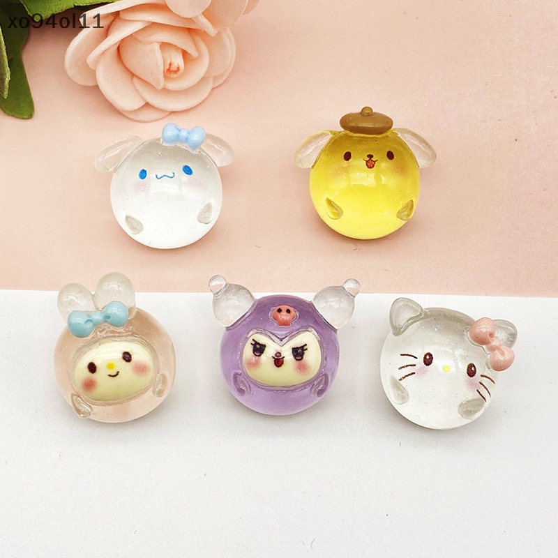 Xo 2Pcs Luminous Sanrio Ornamen Mini Kartun HelloKitty Boneka Micro Landscape Dekorasi Rumah Boneka Miniatur Mainan OL