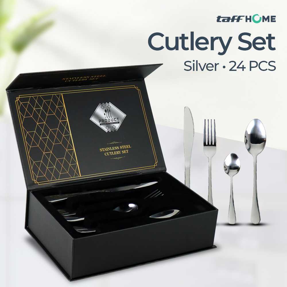 TaffHOME Set Alat Makan Perlengkapan Sendok Garpu Pisau Cutlery 24 PCS - TW824 -Dapurbunda