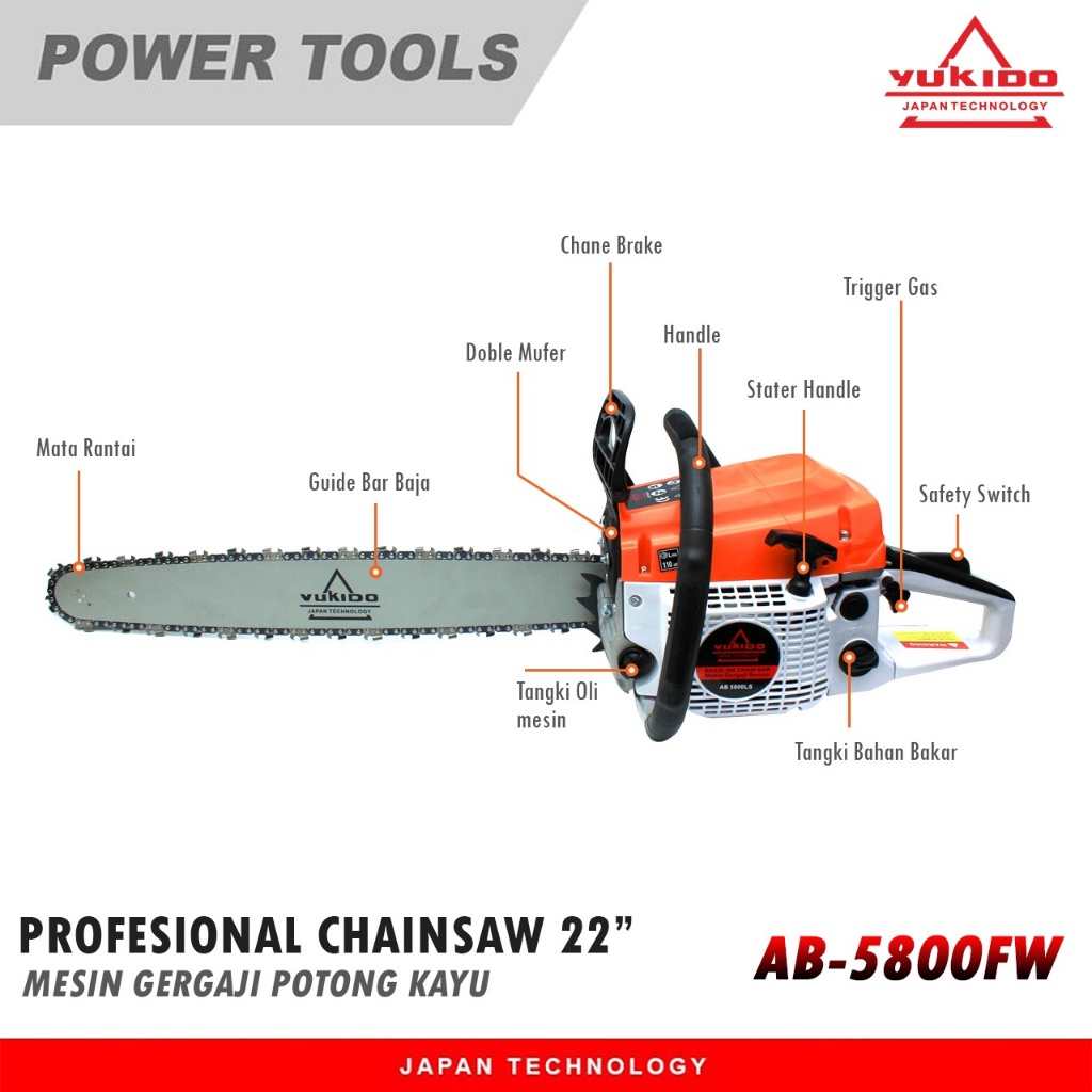 Mesin Tebang Pohon Gergaji Kayu Bahan Bakar Bensin Chainsaw bar 22in Mesin Senso Chainsaw 2 tak Chainsaw Kualitas terbaik No 1 Di indonesia