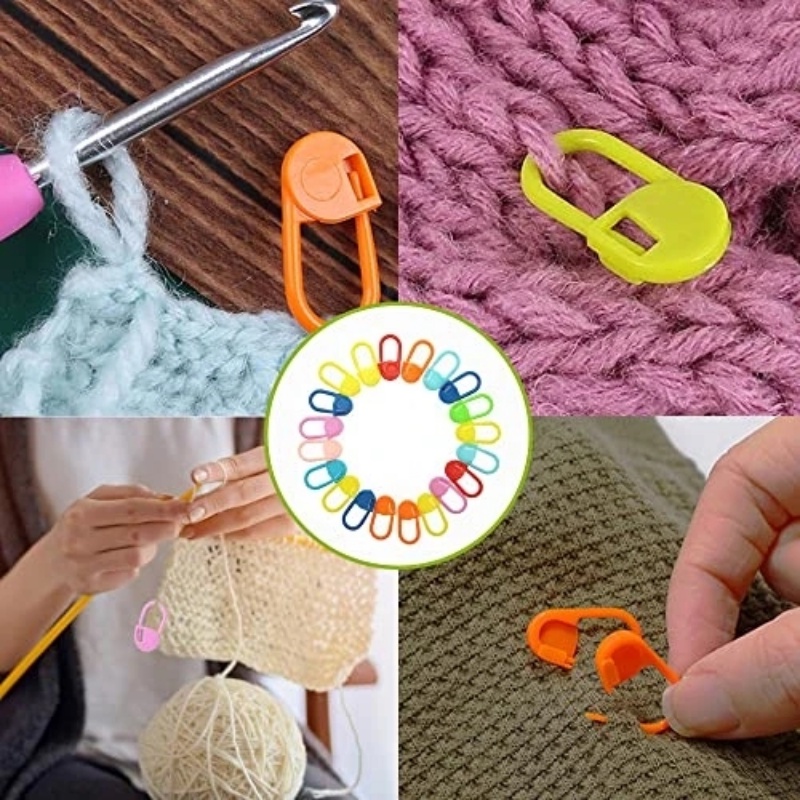 50pcs Klip Crochet Kecil Plastik Warna Campur Locking Stitch Marker Alat Rajut Sweater Jarum Pin Kait DIY Alat Jahit