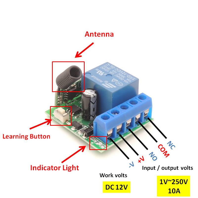 Relay Switch 1CH 12V 433MHz Remote Control Saklar