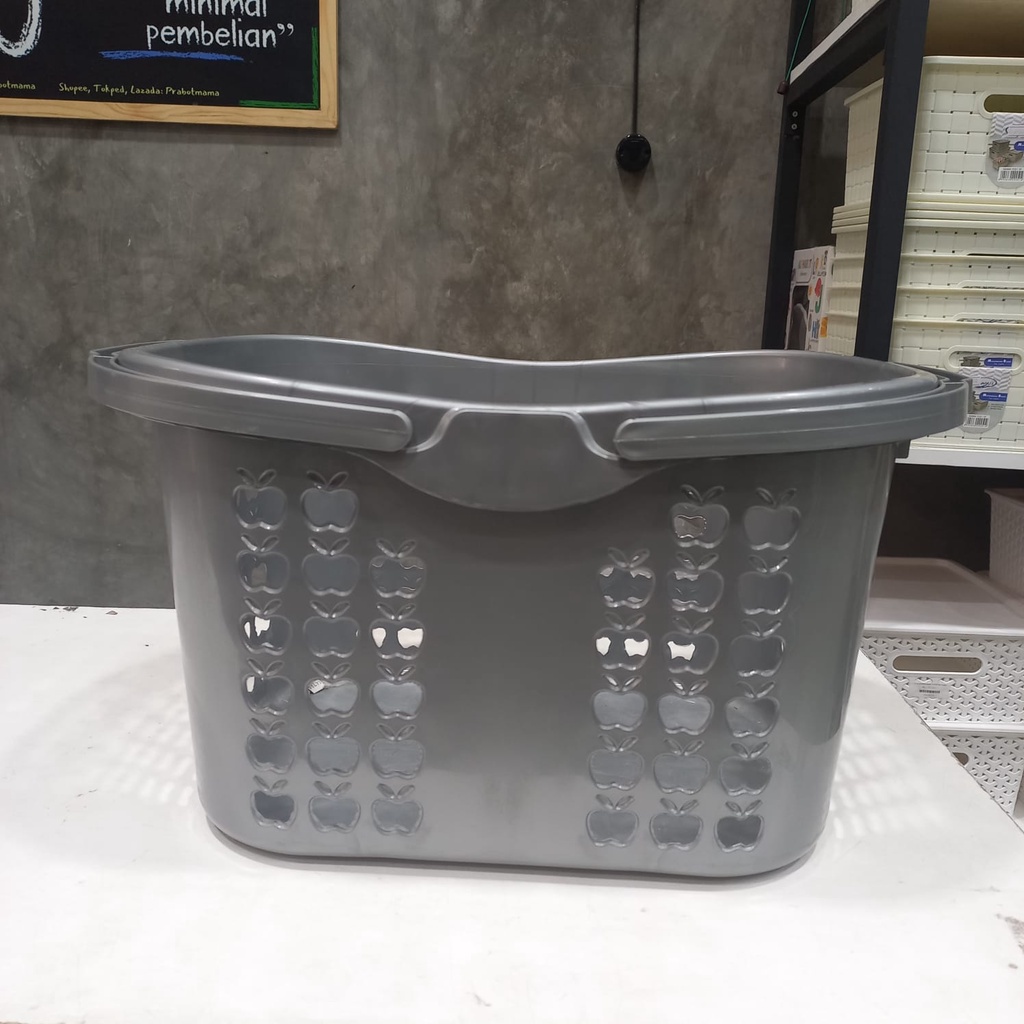 Keranjang Belanja Silver / Box Tempat Penyimpanan / Wadah Buah / Tempat Mainan