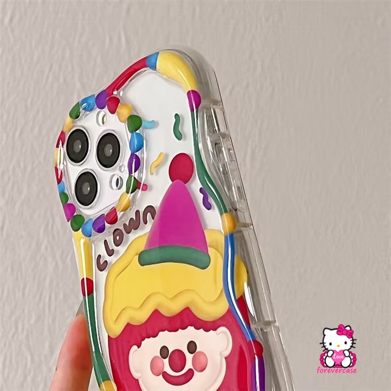 Case Badut Lucu Imut Untuk VIVO Y36 Y31 Y35 Y12 Y21 Y20 Y15s Y16 Y22 Y15 Y12i Y11 Y12s Y30 Y15A Y91C Y02 Y33s Y20i Y95 Y17 Y22s Y51 Y91 Y51A Y21s 3D Wavy Curved Edge Soft Cover