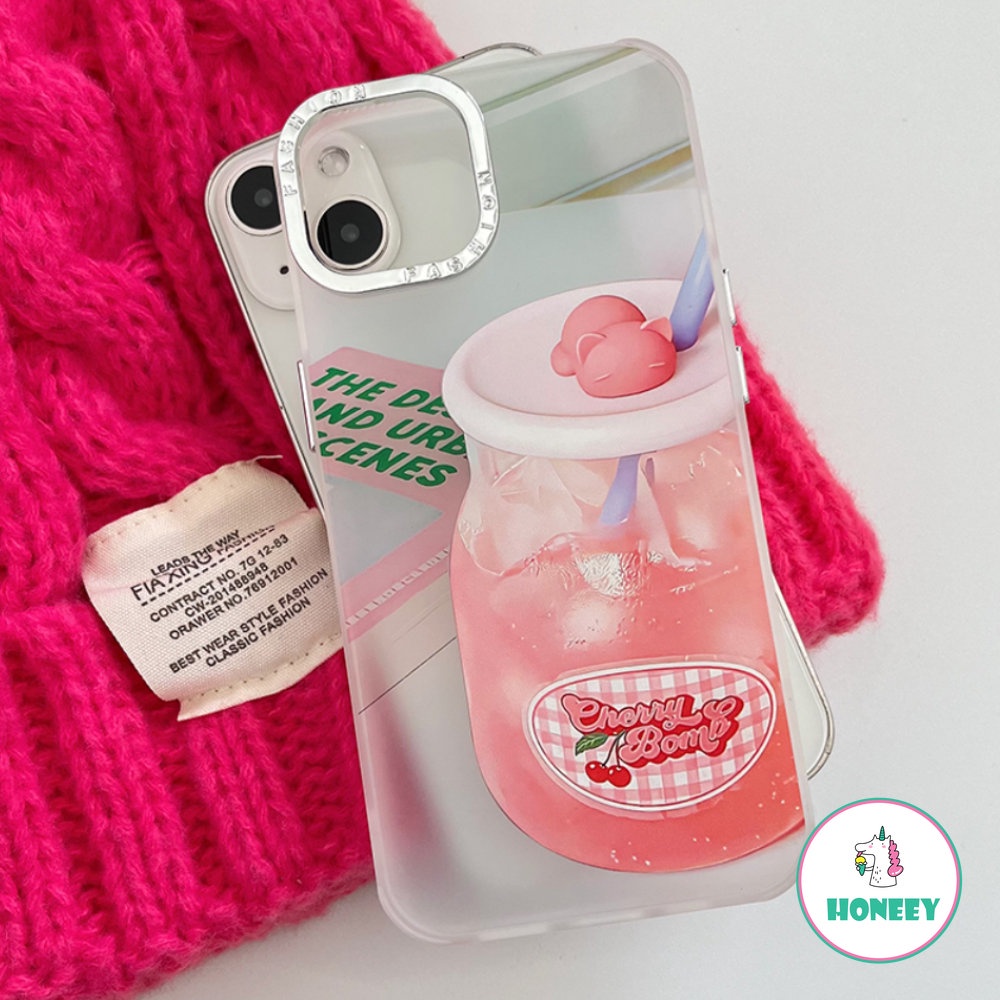 Sweet Pink Cherry Jam Case Untuk iPhone 14 Pro Max 13 12 11 Pro Max Casing iPhone XR XS 7 8Plus Fashion Berlapis Penutup Pelindung Lensa