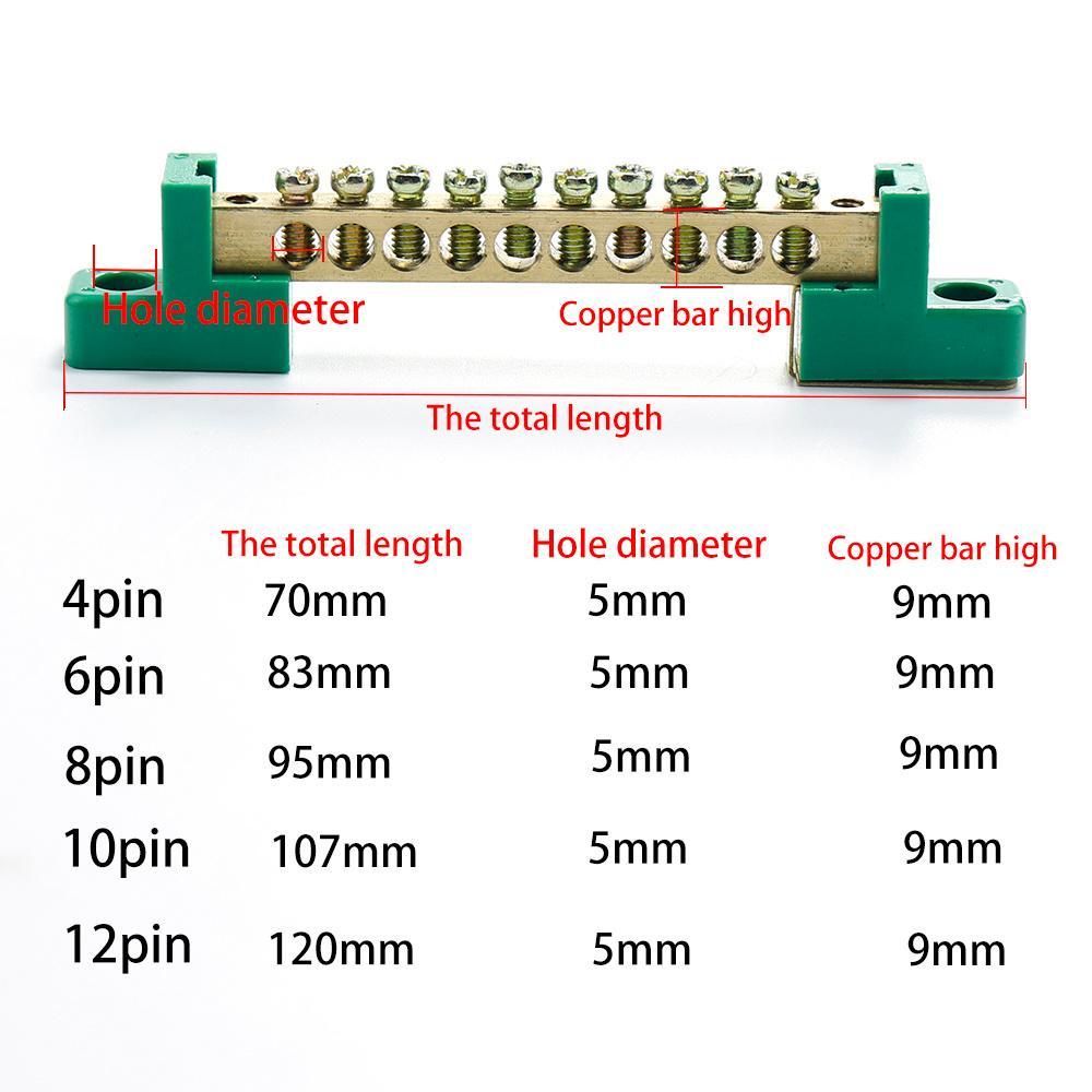 TOP Copper Screw Terminal Block Flame Distribution Box Bar Barisan Kabel Nol Arde Blok Terminal Tembaga