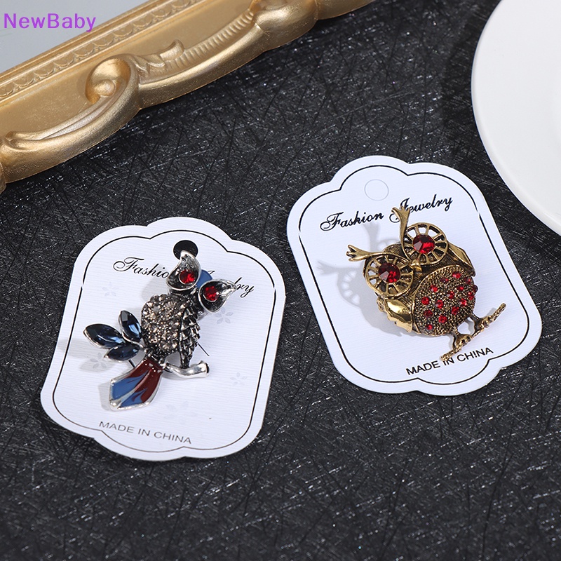 Newbaby Berlian Imitasi Owl Bros Lencana Pin Burung Hewan Pesta Santai Jas Korsase Hadiah ID