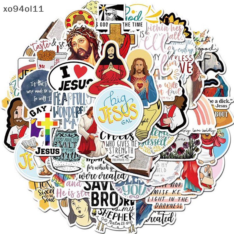 Xo 50Pcs Yesus Kristen Kartun Graffiti Laptop Stiker Decal OL