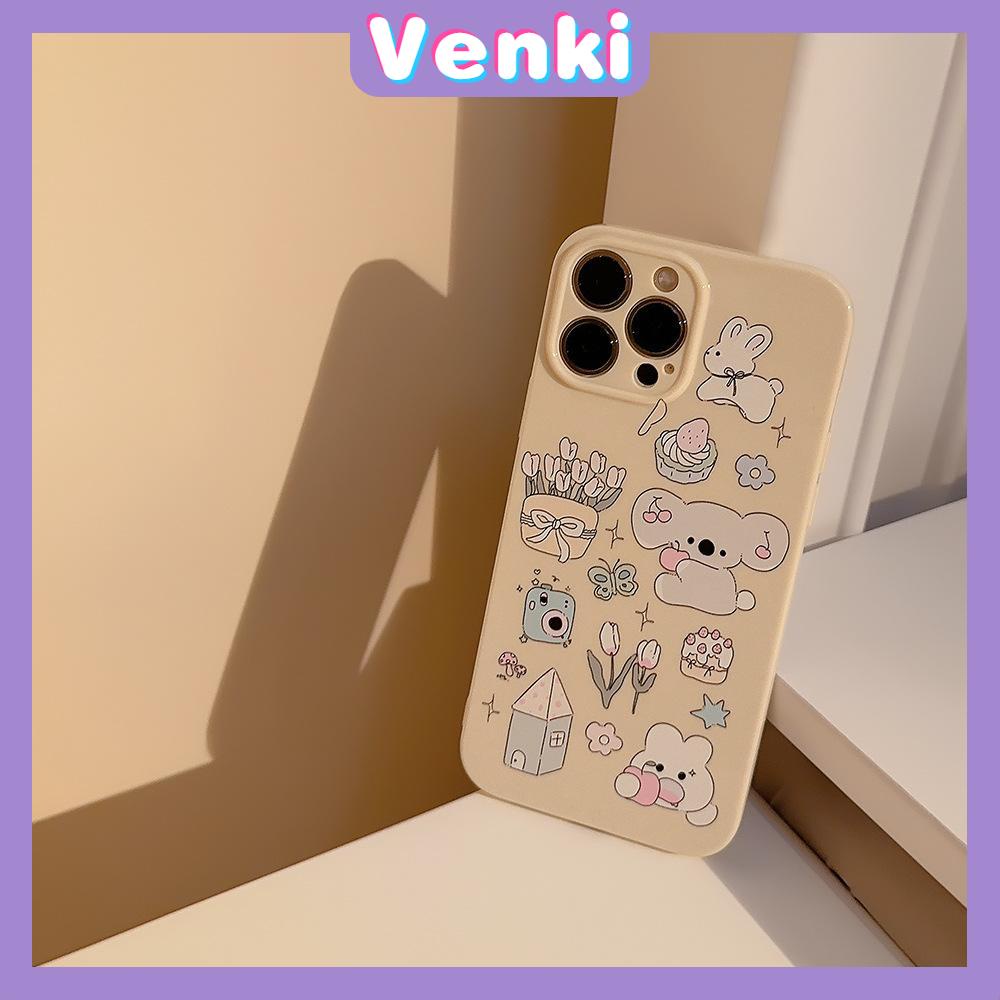 Venki - Untuk Iphone11 iPhone Case Cream Glossy Film TPU Lembut Shockproof Fase Penutup Perlindungan Cute Koala Park Kompatibel Dengan Iphone14 13 Pro max 12 Pro max xr xs max 7Plus 8Plus