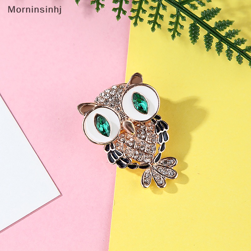 Mornin Fashion Full Berlian Drop Oil Cute Owl Bros Pin Light Bird Korsase Untuk Wanita Perhiasan Aksesoris Pakaian id