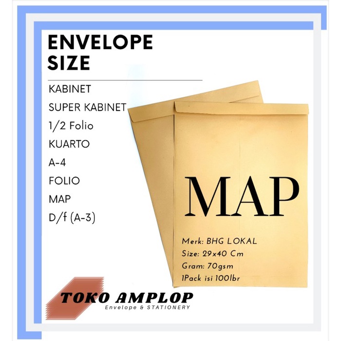 

Amplop Coklat MAP isi 100 lbr 70gsm