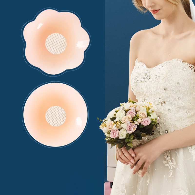 2 Pcs Nipple pad silicone reusable Bra tempel silikon Penutup puting payudara Nipple cover washable Niple pad Invisible Bra pad silicon bh Nipple shield Stiker puting Self Adhesive Nipple Sticker Sweatproof Penutup Puting Gel silika bunga/bulat AL104