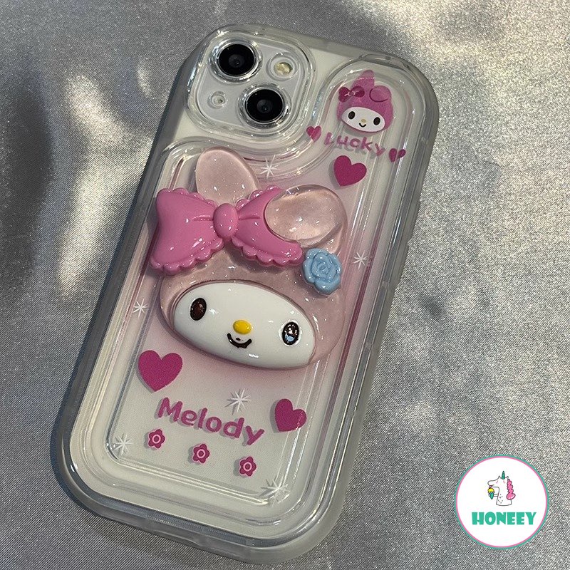 Casing Ponsel Sanrio Kartun Lucu 3D Untuk iPhone 14 Pro 13 12/12pro 11 Pro MAX XR XS MAX X 14 7 8plus Y2k Anak Perempuan Silikon Shockproof Soft Cover