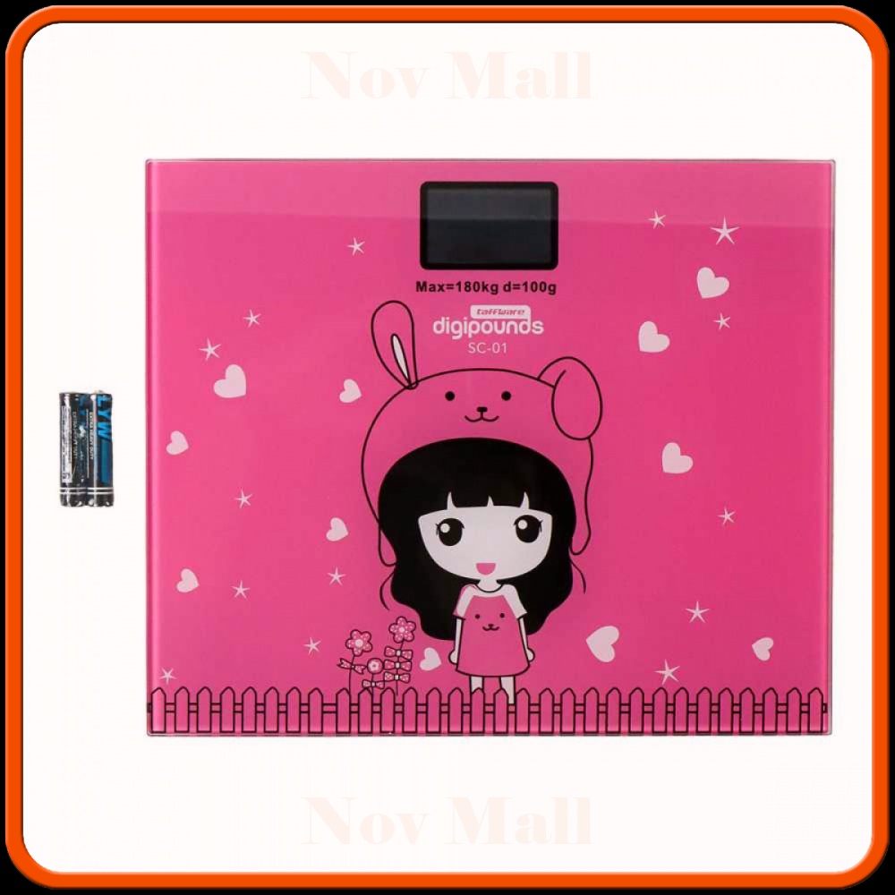 Taffware Digipounds Timbangan Badan Mini Digital Kartun 180Kg TB122