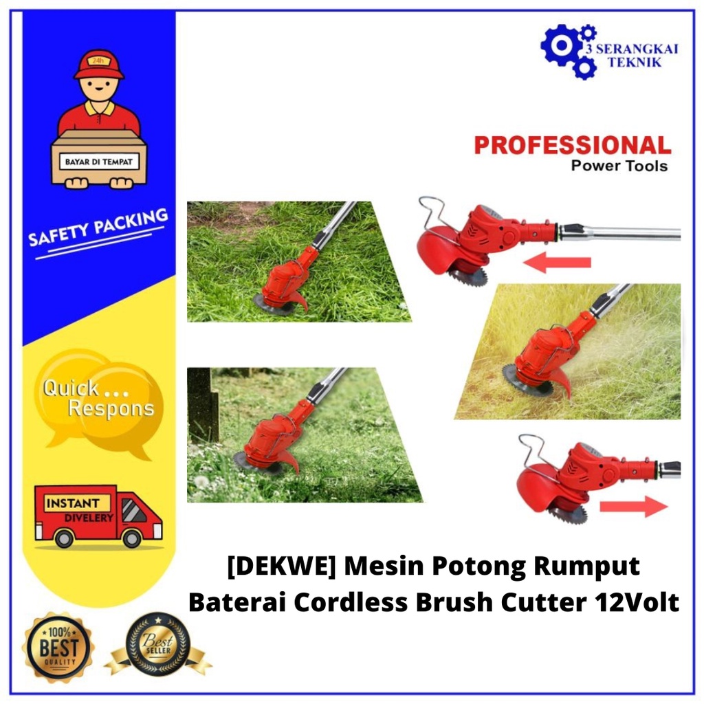 [DEKWE] Mesin Potong Rumput Baterai Cordless Brush Cutter 12Volt