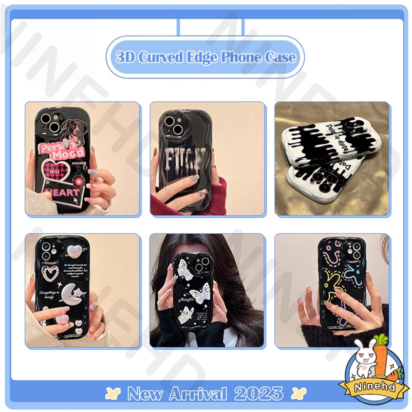 IPHONE Casing Soft Case 3D Fashion Variasi Tepi Melengkung Bergelombang Kompatibel Untuk Iphone14 13 12 11 Pro Max X Xr Xs Max8 7 6 6s Plus SE 2020 Airbag Glossy Phone Case Shockproof Soft Back Cover